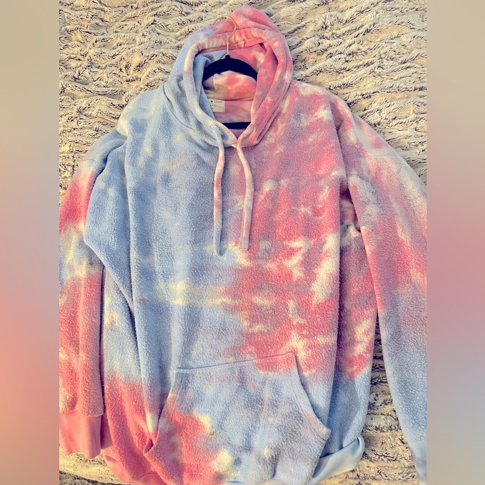 Softserve “inside out” style hoodie, size 2X.  Cotton candy tie-dye.